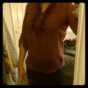 Sheer Blouse w/ Floral Detailing